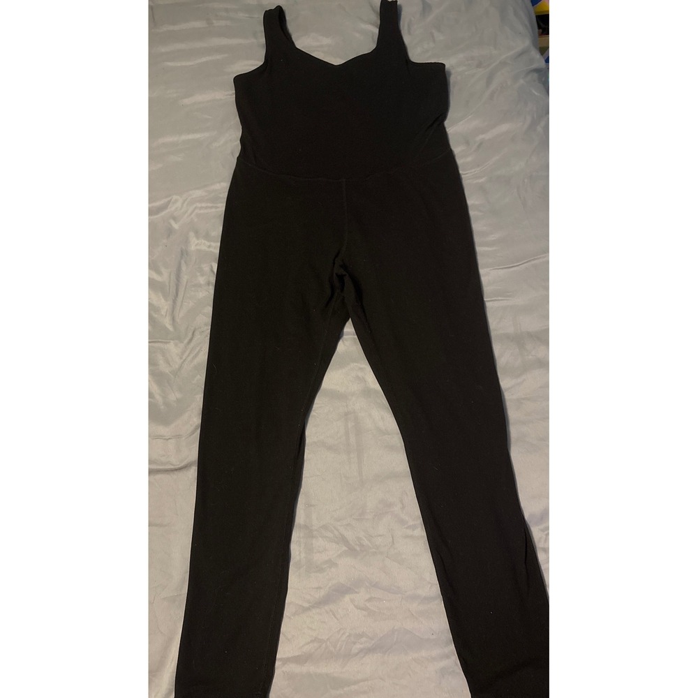 Rae Mode Women's Black Yoga‎ Activewear Tank Catsuit with Built in Bra, Large